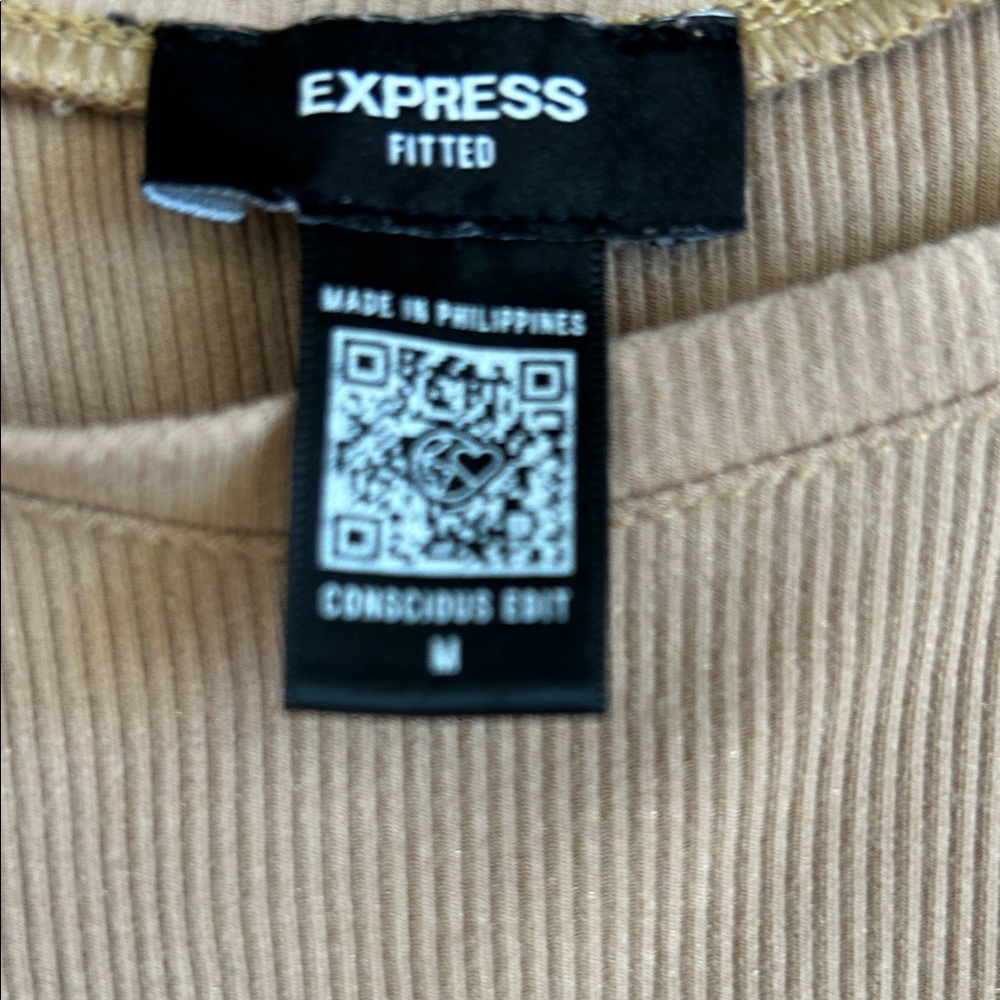 Express Tan Ribbed Tank Top - Picture 2 of 3